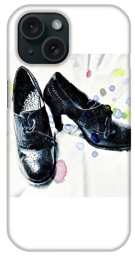 Vintage Style iPhone Case featuring the mixed media Dress Shoes Watercolor Painting by Shelli Fitzpatrick