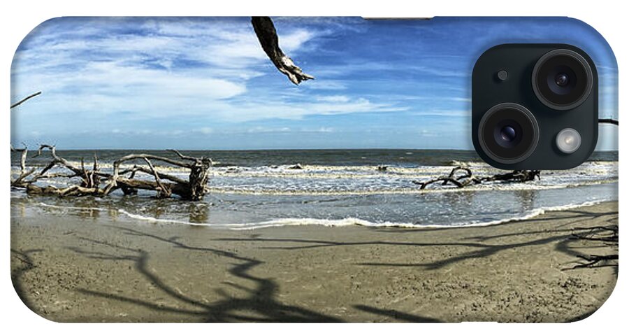 Driftwood Beach iPhone Case featuring the photograph Driftwood Beach Panorama Shadows 108 by Bill Swartwout