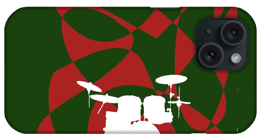 Drum Teacher iPhone Case featuring the digital art Drums in Green Strife by David Bridburg
