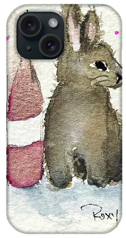 Bunny iPhone Case featuring the painting Drunk Bunny 1 by Roxy Rich