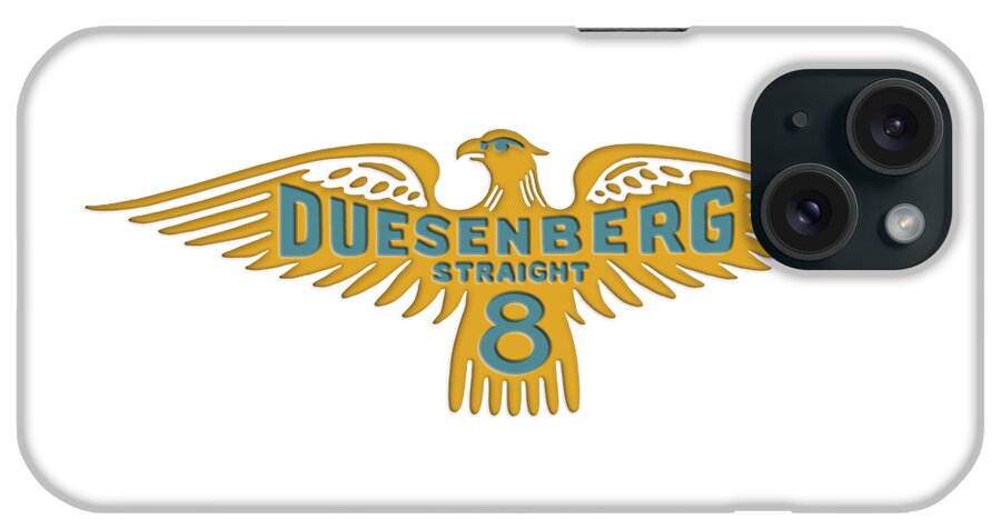 Duesenberg iPhone Case featuring the digital art Duesenberg Straight Eight Emblem - GOLD by Retrographs