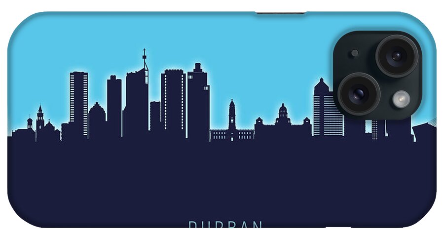 Durban iPhone Case featuring the digital art Durban South Africa Skyline #82 by Michael Tompsett