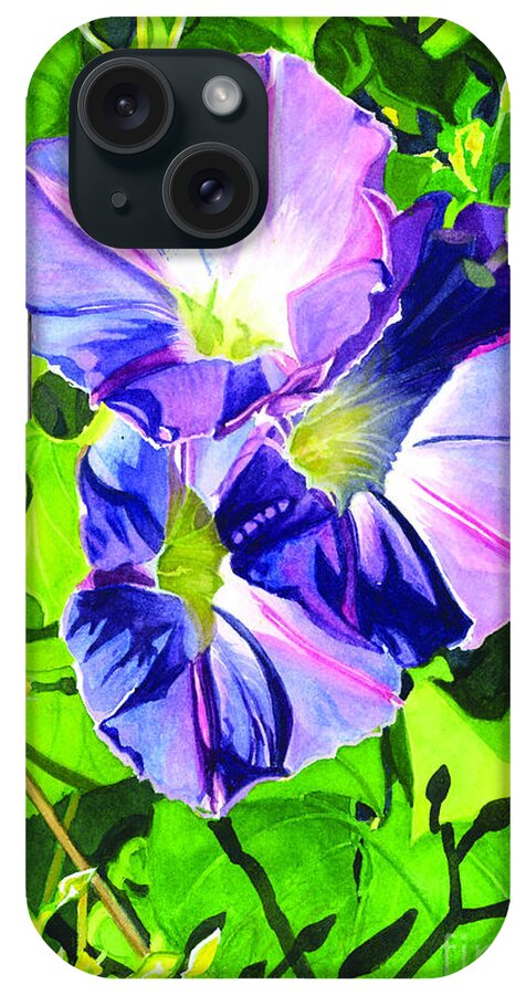 Watercolor Flowers iPhone Case featuring the painting Early Morning Glory by Barbara Jewell