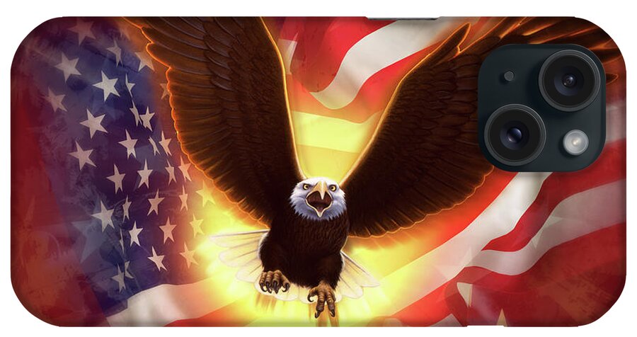 Eagle iPhone Case featuring the mixed media Eagle Burst 2 by Jerry LoFaro