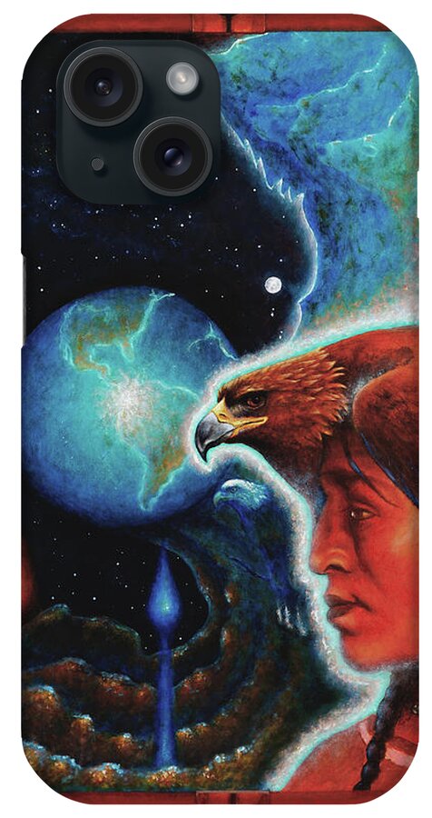 Native American iPhone Case featuring the painting Eagle's Roost by Kevin Chasing Wolf Hutchins
