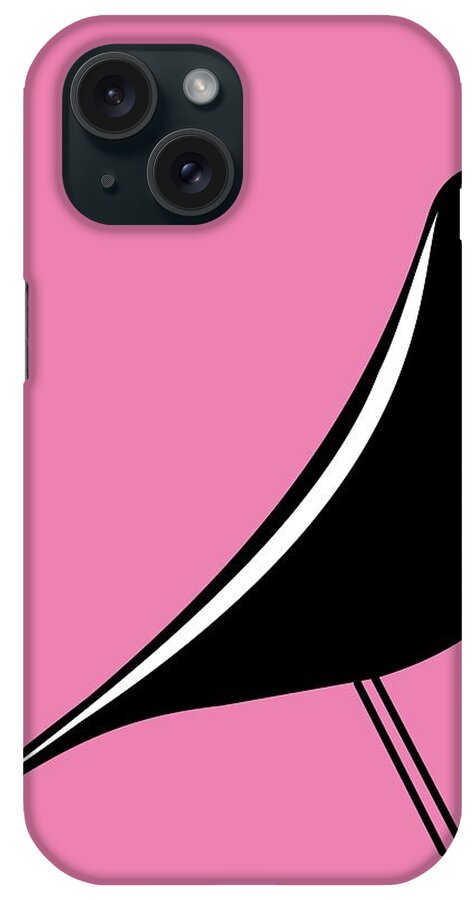 Mid Century Modern iPhone Case featuring the digital art Eames House Bird on Pink by Donna Mibus