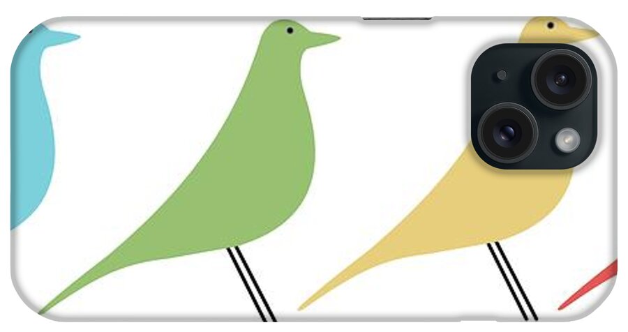 Mid Century Modern Bird iPhone Case featuring the digital art Eames House Vitra Birds Light by Donna Mibus