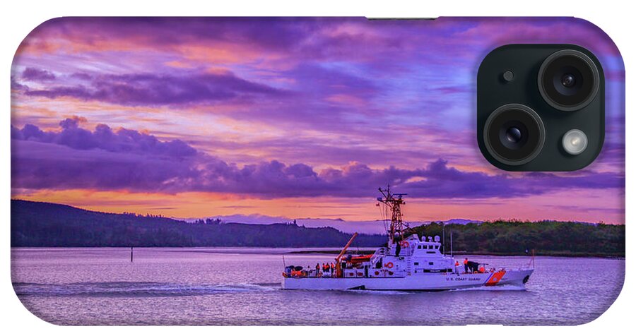 Coast Guard iPhone Case featuring the photograph Early Morning and the U S Coast Guard Cutter by Sally Bauer