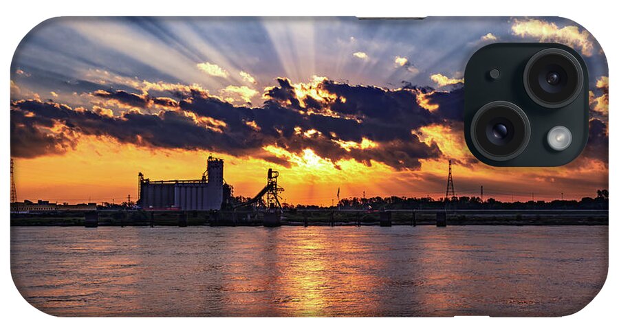 Saint Louis iPhone Case featuring the photograph East St Louis Sunrise over the Mississippi River by Gregory Ballos