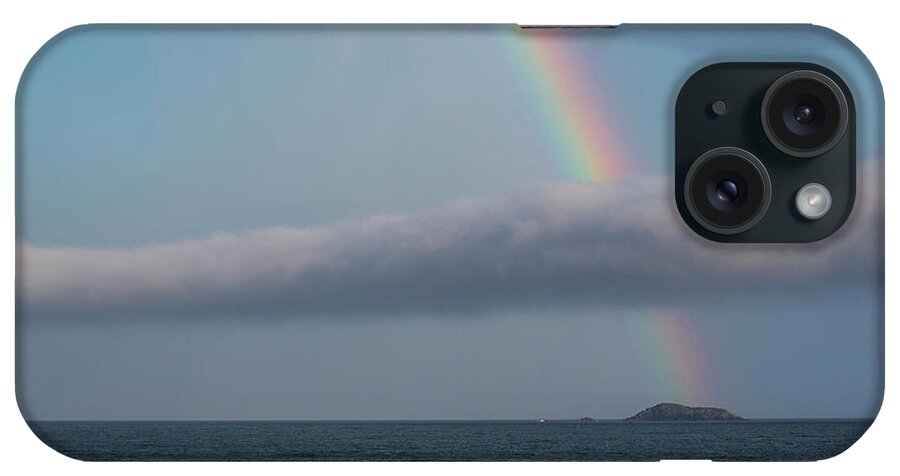 Swampscott iPhone Case featuring the photograph Egg Rock at the End of the Rainbow Swampscott Massachusetts Square by Toby McGuire