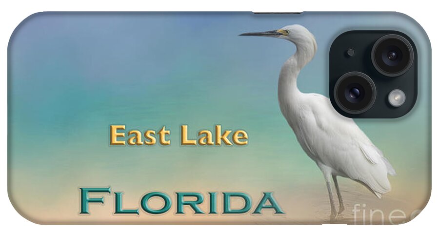 East Lake iPhone Case featuring the mixed media Egret East Lake FL by Elisabeth Lucas