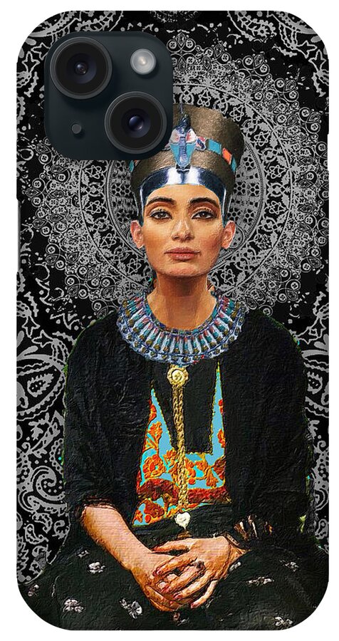 Egyptian iPhone Case featuring the painting Egyptian Queen Nefertiti T-Shirt by Tony Rubino