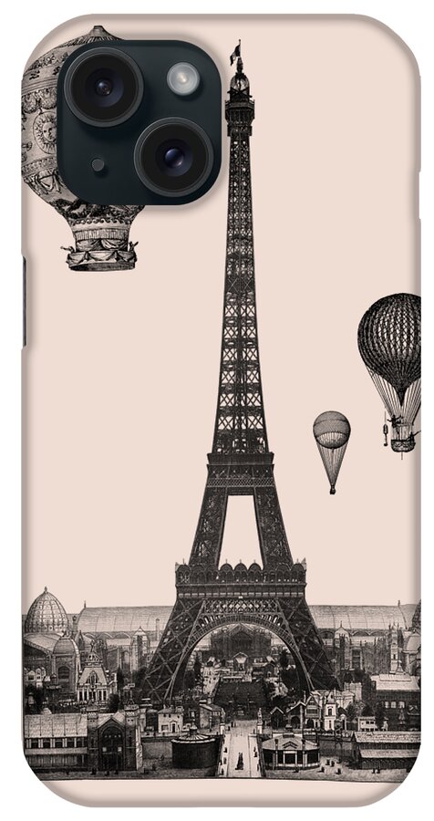 Eiffel Tower iPhone Case featuring the digital art Eiffel Tower With Balloons by Madame Memento