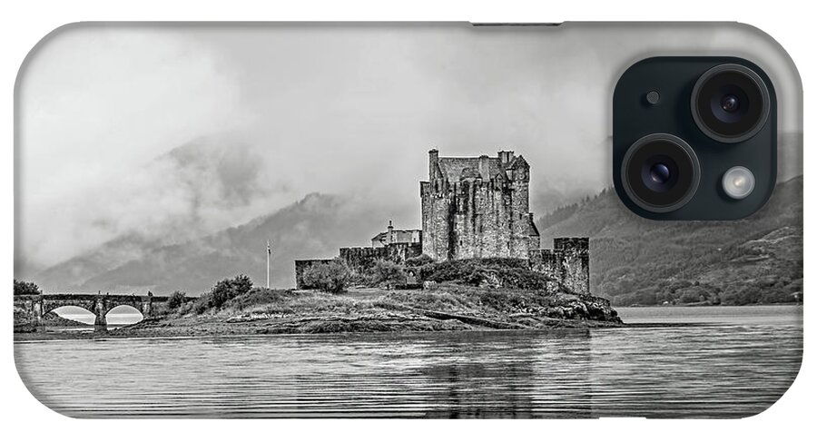 Black And White iPhone Case featuring the photograph Eilean Donan Castle by Tom Watkins PVminer pixs
