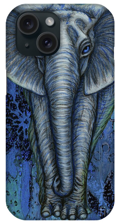Elephant iPhone Case featuring the painting Elephant Abstract Botanical by Amy E Fraser