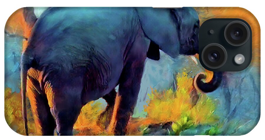 Elephant iPhone Case featuring the painting Elephant Dawn by Joel Smith