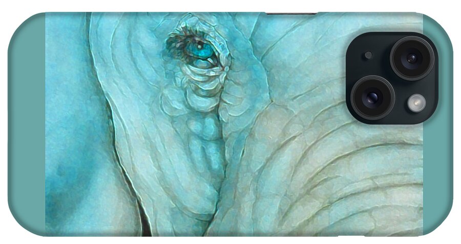 Elephant iPhone Case featuring the digital art Elephant's Eye with a Soft Touch by Kelly Mills