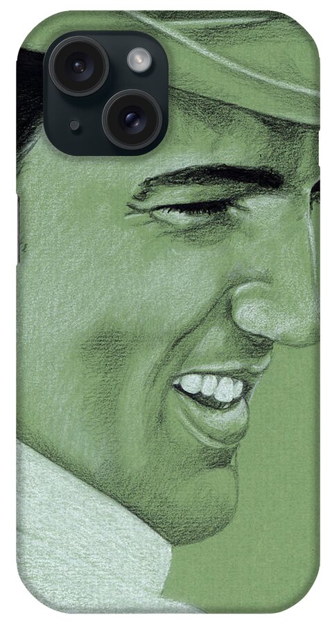 Elvis iPhone Case featuring the drawing Elvis in Charcoal #260 by Rob De Vries