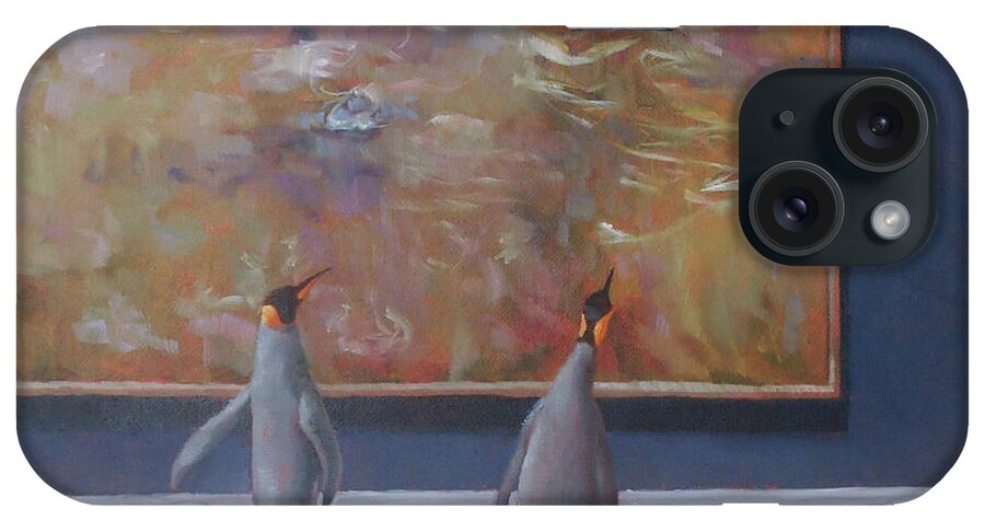 Emperor Penguins iPhone Case featuring the painting Emperors Enjoy Monet by Marguerite Chadwick-Juner