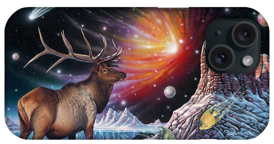 Elk iPhone Case featuring the painting Enchanted Monarch by Ricardo Chavez-Mendez
