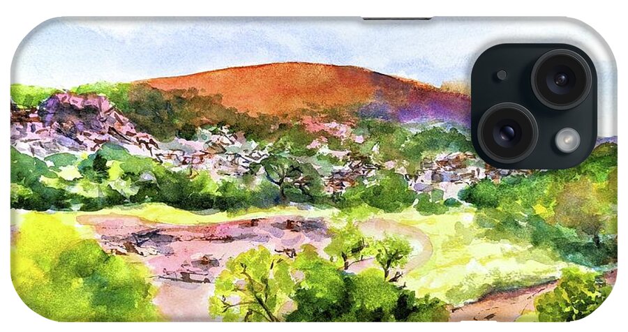Enchanted Rock iPhone Case featuring the painting Enchanted Rock Texas by Carlin Blahnik CarlinArtWatercolor