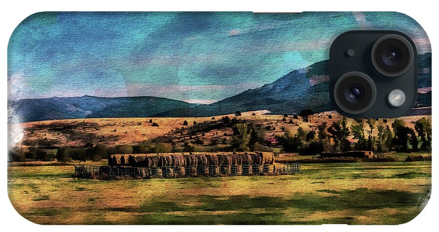 Hay Field iPhone Case featuring the photograph End of Summer w/ Dream Vignette Border by Tammy Bryant