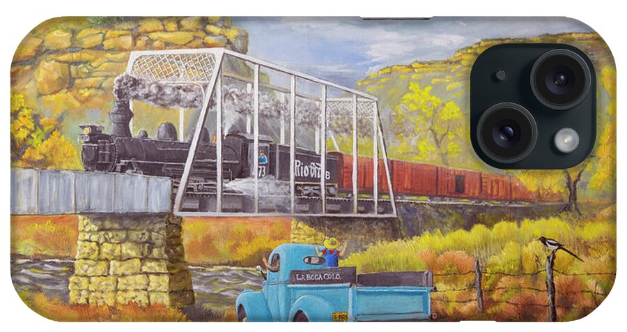 Train iPhone Case featuring the painting Engine #473 Arrives at La Boca, 1947 by Jerry McElroy