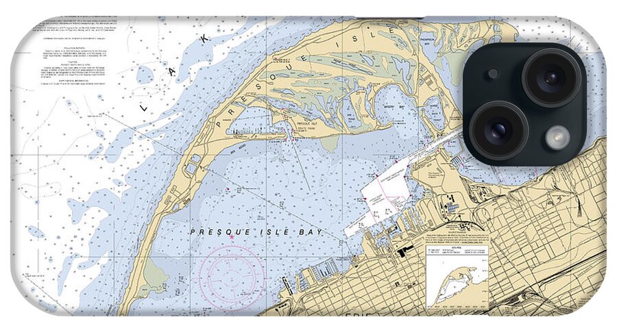 Erie Harbor iPhone Case featuring the digital art Erie Harbor, NOAA Chart 14835 by Nautical Chartworks