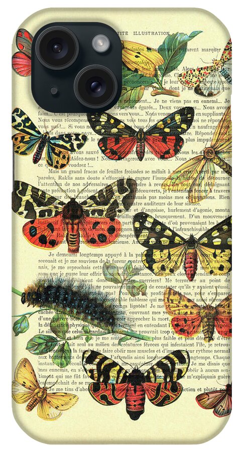 Butterfly iPhone Case featuring the mixed media European butterflies collection by Madame Memento