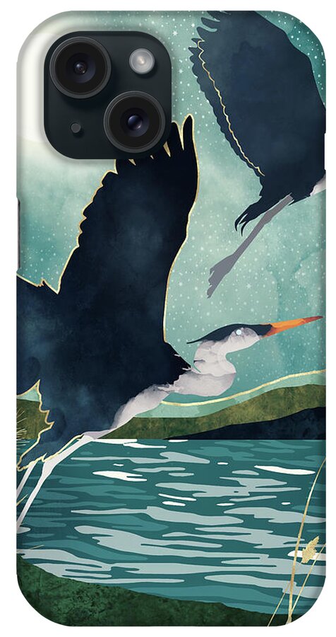 Heron iPhone Case featuring the digital art Evening Heron by Spacefrog Designs