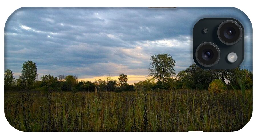 Nature iPhone Case featuring the photograph Evening Prairie Clouded Sky - Color - Frank J Casella by Frank J Casella