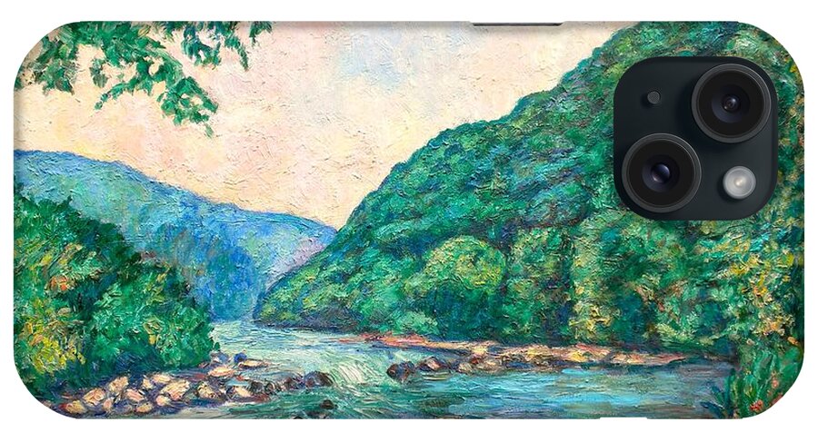 Landscape iPhone Case featuring the painting Evening River Scene by Kendall Kessler