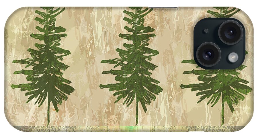 Evergreen Forest iPhone Case featuring the digital art Evergreen Forest Abstract by Nancy Merkle