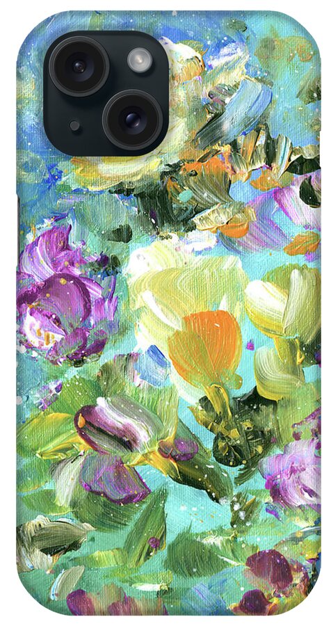 Flower iPhone Case featuring the painting Explosion Of Joy 22 Dyptic 02 by Miki De Goodaboom