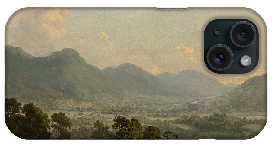  iPhone Case featuring the drawing Extensive Landscape with Broad Valley and Distant Mountains by Dewitt Clinton Boutelle American