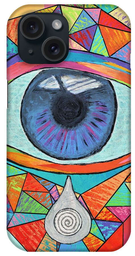 Eye iPhone Case featuring the painting Eye With Silver Tear by Jeremy Aiyadurai