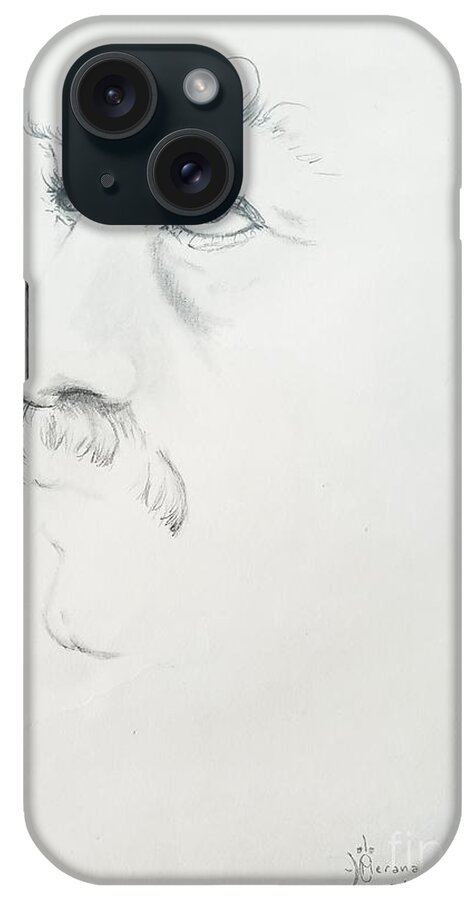 Portrait iPhone Case featuring the drawing Eyebrow by Merana Cadorette