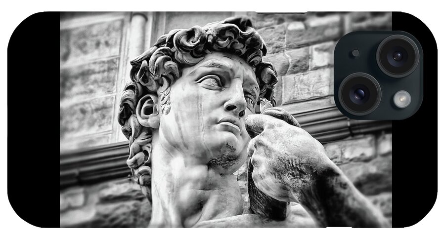 David iPhone Case featuring the photograph Face of David by Michelangelo Florence Italy Black and White by Carol Japp
