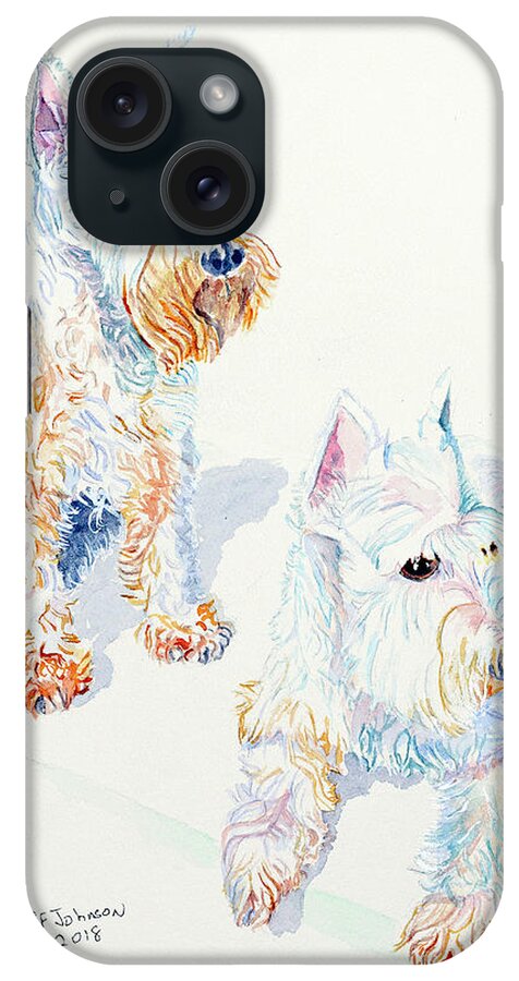 West Highland Terrier iPhone Case featuring the painting Faith and Zeke by Barbara F Johnson