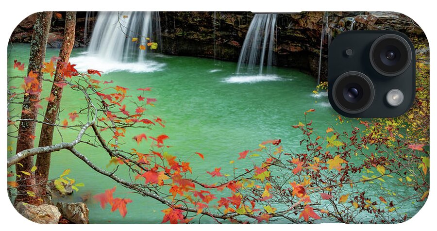 Falling Water Falls iPhone Case featuring the photograph Fall Leaves Surround Falling Water Falls 1x1 by Gregory Ballos