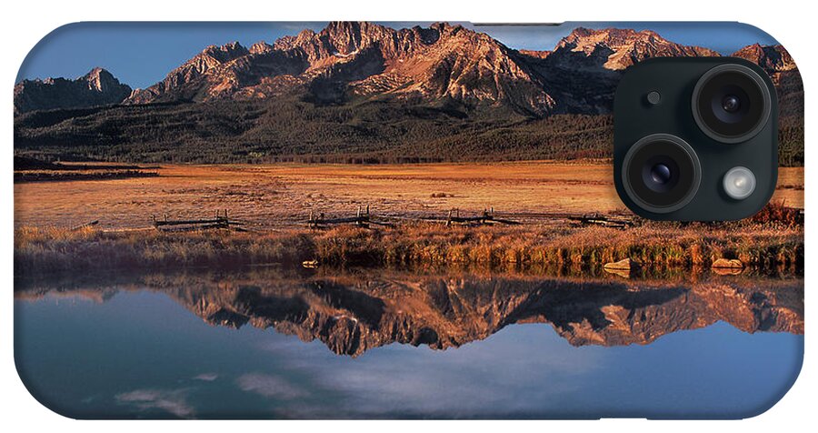 North America iPhone Case featuring the photograph Fall Reflections Sawtooth Mountains Idaho by Dave Welling
