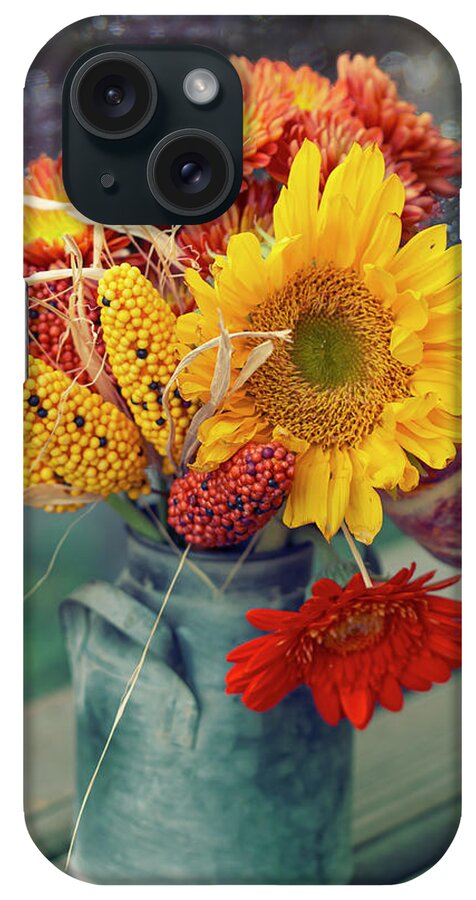 Sunflowers iPhone Case featuring the photograph Fall Vibes in a Vintage Milk Can by Vanessa Thomas