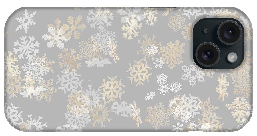Snowflake iPhone Case featuring the photograph Falling snowflakes pattern on grey background by Simon Bratt
