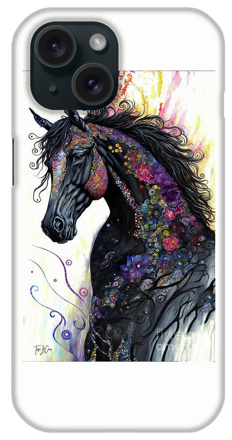 Black Stallion iPhone Case featuring the painting Fancy Black Stallion 2 by Tina LeCour