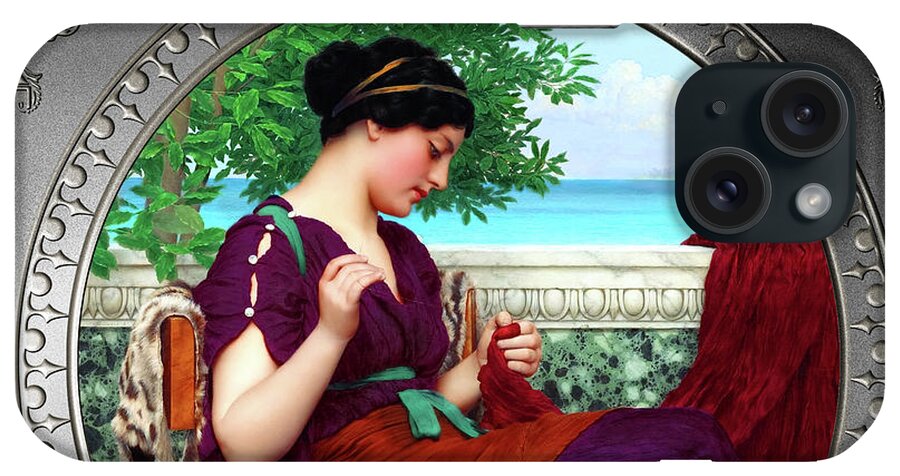 Far Away Thoughts iPhone Case featuring the painting Far Away Thoughts c1911 by John William Godward Fine Art Xzendor7 Old Masters Reproductions by Rolando Burbon