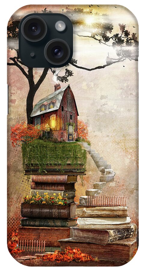 Landscape iPhone Case featuring the digital art Farmhouse in Autumn by Merrilee Soberg