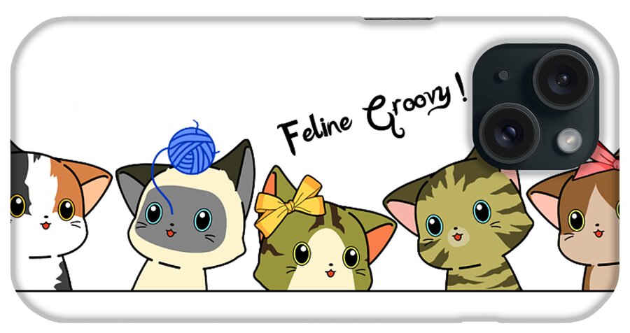 Cats iPhone Case featuring the digital art Feline Groovy by Miki De Goodaboom