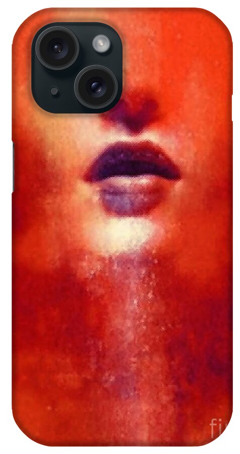 Lips iPhone Case featuring the painting Female lips art 03 by Gull G