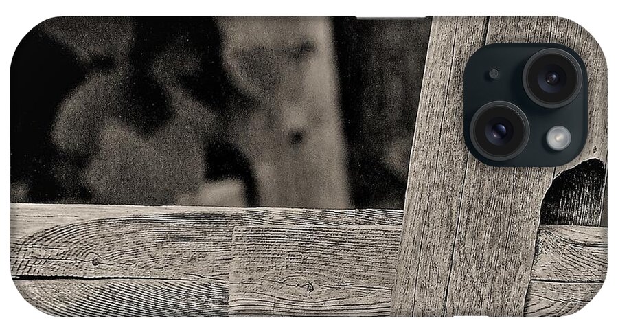 Fence Post Wood B&w iPhone Case featuring the photograph Fence Post by John Linnemeyer