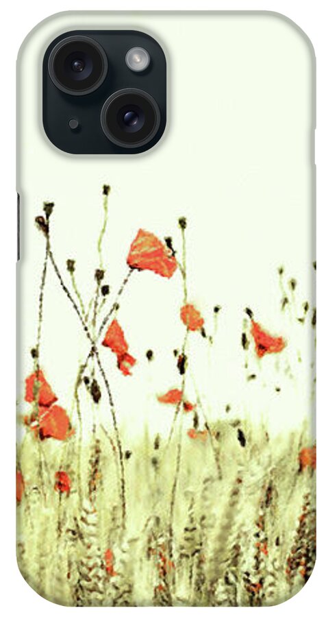 Field Of Coral Poppies iPhone Case featuring the digital art Field of Coral Poppies by Susan Maxwell Schmidt